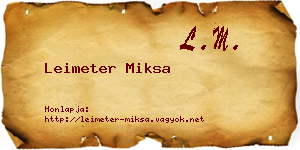 Leimeter Miksa névjegykártya